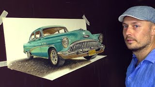 Drawing Old Cuban Classic Car/ 3D ART Painting