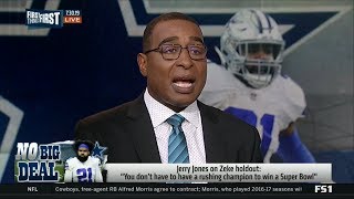 FIRST THINGS FIRST | Cris Carter REACT to Jerry Jones on Zeke holdout for winnin