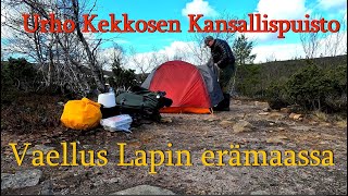 Vaellus lapin erämaassa Suomujoen varsilla. Urho Kekkosen Kansallispuisto, Saariselkä 2023.