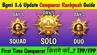 🇮🇳 DAY 47 - HOW TO PUSH CONQUEROR GUIDE IN BGMI 3.6 UPDATE✅(Tips \u0026 Tricks)