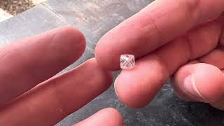 1.17 carat proportional and excellent raw diamond octahedron