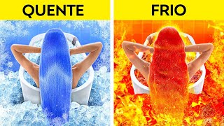 DESAFIO RADICAL QUENTE VS. FRIO || Garota Fogo X Água Foram Adotadas! Truques para pais, por 123 GO!
