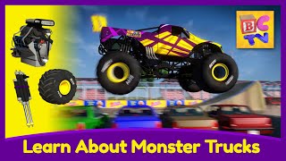 Learn About Monster Trucks and Internal Combustion Engines for Kids | Monster Truck Stunts and More