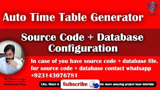 Auto Time Table Generator Source Code + Database Configuration