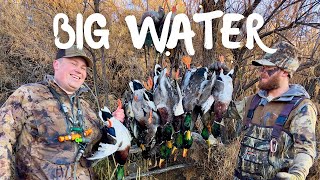 LIMITS of BACKPEDALING MALLARDS!!! (3 MAN LIMIT) | Big Water | Public Land Duck Hunting