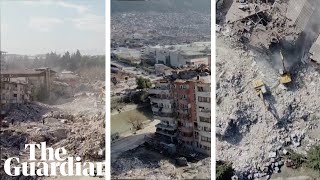 Aerial footage shows earthquake destruction in Turkey’s Hatay region