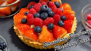 3. Strawberry🍓Blueberry🫐Raspberry Tart🥧 #sweets #cake #dessert