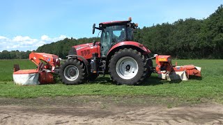 Gras maaien met Case IH Puma 150 CVX en Kuhn FC 313 maaiers (2020)