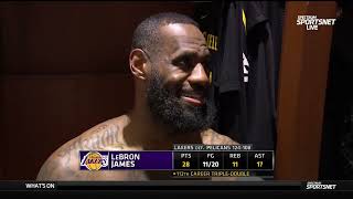 LeBron James POSTGAME INTERVIEWS | Los Angeles Lakers beat New Orleans Pelicans 124-108