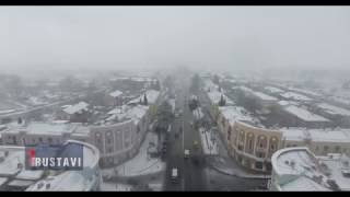 Aerial snowy Rustavi, Georgia | დათოვლილი რუსთავი, კადრები ციდან