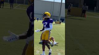 LSU FOOTBALL CB Jyaire Brown hit on TE Mason Taylor #LSU