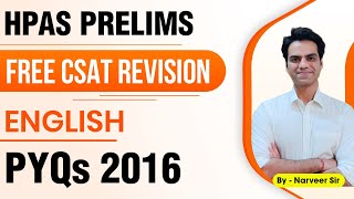 Free CSAT Revision for HPAS | Previous Year questions - 2016 |  HPAS Prelims 2022