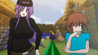 Steve & Ender-Girl Trade With A Villager (Minecraft Anime)