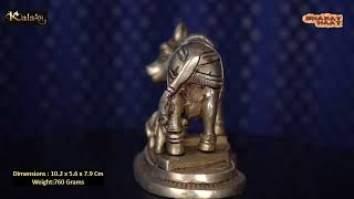 Kalarambh Brass Cow with Calf Idol Murti Statue for Home Office Pooja Puja Room Mandir Table