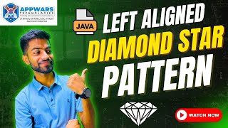 Left-Aligned Diamond Star Pattern in Java | Java Pattern Programs Tutorial