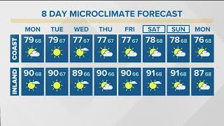 Monsoon flow continues for the start of the week