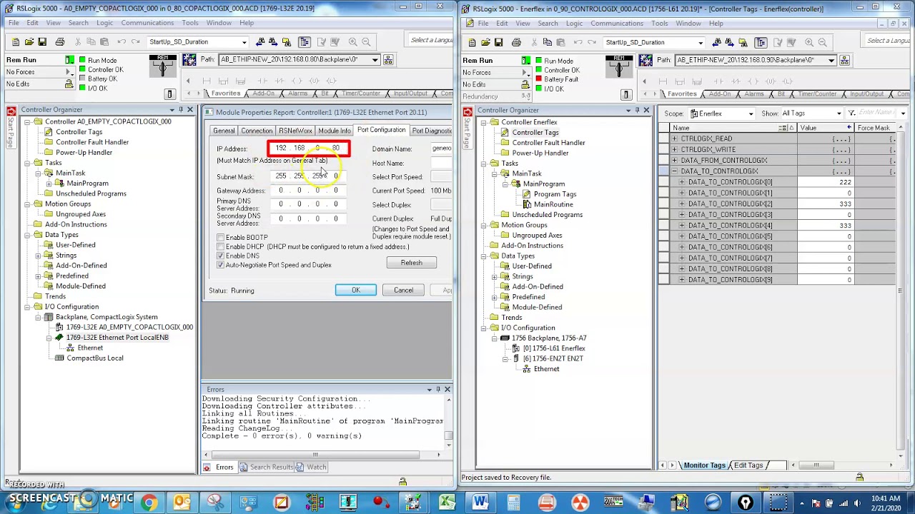 Rslogix5000 Msg Controllogix To Compactlogix Youtube