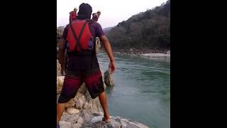 Diving into the Ganges.