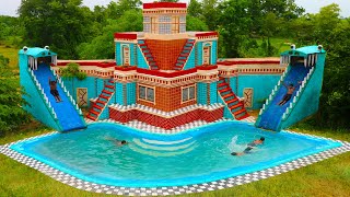 [ ] Building Villa House, Twine Water Slide & Design Swimming Pool For Entertain