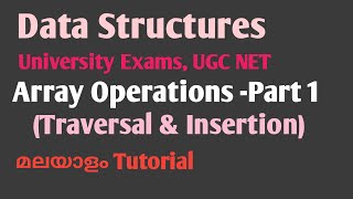 Lec 1.2 Array Operations (Traversal and Insertion ) | Full explanation with code | Malayalam
