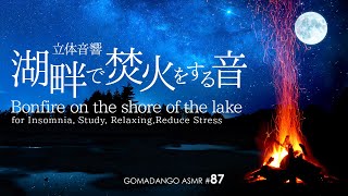 ASMR 立体音響 夜の湖畔で焚火をする音  ～焚火と虫の音～ for Insomnia, Study, Relaxing, Reduce Stress