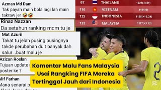 Komentar Malu Fans Malaysia Usai Ranking FIFA Mereka Tertinggal Jauh dari Indonesia