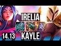 IRELIA vs KAYLE (MID) | Rank 6 Irelia, Godlike, 13/4/7 | EUNE Challenger | 14.13