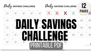 Daily Savings Challenge Printable PDF