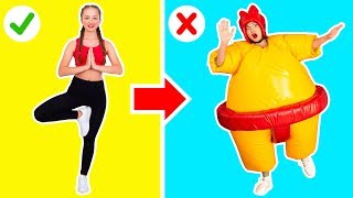 THE GYMNASTICS CHALLENGE IN GIANT SUMO SUITS || Funny gymnastics by 123 GO! Challenge