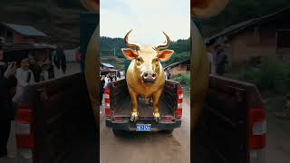 The beauty spent 36,000 yuan to buy a golden pig with long horns at the market. The owner of the s