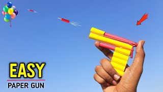 Easy and 100% working paper gun , how to make paper gun , balloon shooting toy , Amazing paper gun