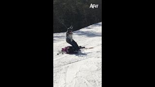 Poor guy just minding his own business 😅 #afv #fail #funnyvideos #skiing #shorts