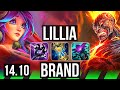 LILLIA vs BRAND (JGL) | Rank 5 Lillia, 46k DMG, Legendary, 18/4/11 | EUW Challenger | 14.10