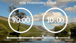 90 Minute Pomodoro Timer🌳 Forest \u0026 Lake 📚 8-Hour Study ⏱Pomodoro 90/10, 90 min x 5 sets