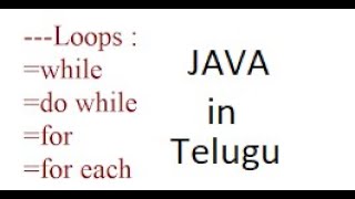 (LOOPS) Statements in java || for loop || while loop || do-while loop in || Telugu || #java Part 7
