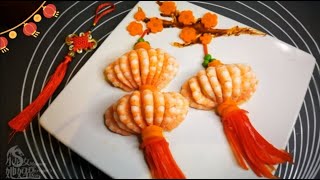 #15. 红火创意菜 梅花灯笼虾 自制泰风味9种调味绿酱汁 Lantern Shrimp King Prawn Salad Homemade Thai Style 9 Ingredients Dips