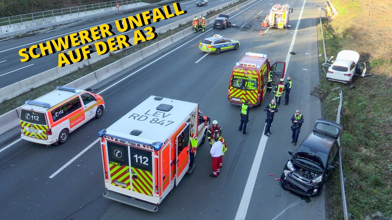 [SCHWERER VERKEHRSUNFALL AUF DER A3] - 3 PKW Beteiligt | 4 Verletzte ...