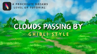 Procreate Dreams Level Up Tutorial - Animate Ghibli Style Clouds Passing By!