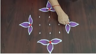 Simple rangoli design 🌺 7*1 dots easy rangoli 🌺 festival rangoli 🌺