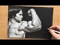 Arnold Schwarzenegger Charcoal Pencil Drawing