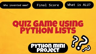 Simple Quiz Game using list data structure | Python Mini Projects | Crazy Coders
