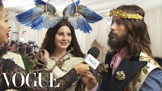 Lana Del Rey and Jared Leto on Their Gucci Ensembles | Met Gala 2018 With Liza Koshy | Vogue