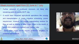 Weather Review for past one week and Weather Forecast for next two weeks (Hindi) Dated 08.07.2021