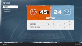 ISU/Florida Yr 3 ACC Championship: #6 North Carolina vs #8 Clemson