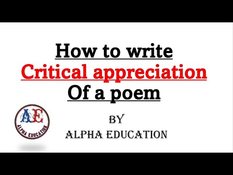 How To Write Critical Appreciation Of A Poem | #literature # ...