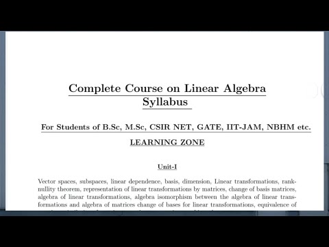 Complete Course On Linear Algebra || Introduction - YouTube