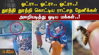 ஓட்ரா.. ஓட்ரா.. ஓட்ரா..! துரத்தி துரத்தி கொட்டிய ராட்சத தேனீக்கள் | Tiruvallur | Giant bees swarmed