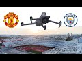 Flying from Manchester United's Stadium to Manchester City's Stadium