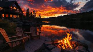 🔥 Sunset Campfire Retreat — Peaceful Lake & Crackling Fire Sounds (4K)