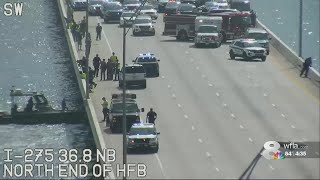 Water rescue underway on the Howard Frankland Bridge, major traffic backup in the area